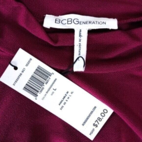 BCBGeneration Mock Neck Shift Mini Dress In Cranberry Size Large - Picture 5 of 7